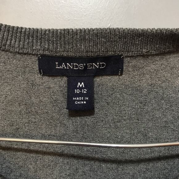 Lands End Cardigan Sweater Womens Size M Medium 10 12 Gray Button Front - Picture 5 of 5